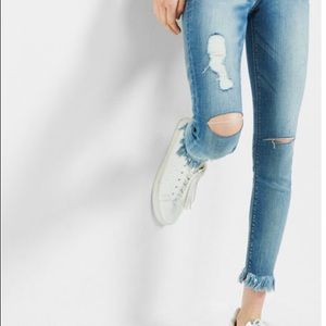 Express cropped fringe jeans